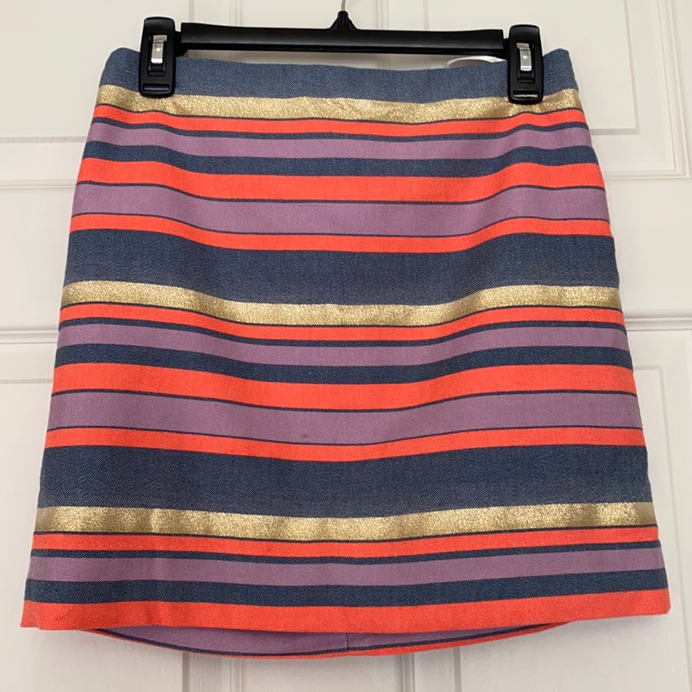 J. Crew Strip Gold Metallic Skirt A-Line Size 0